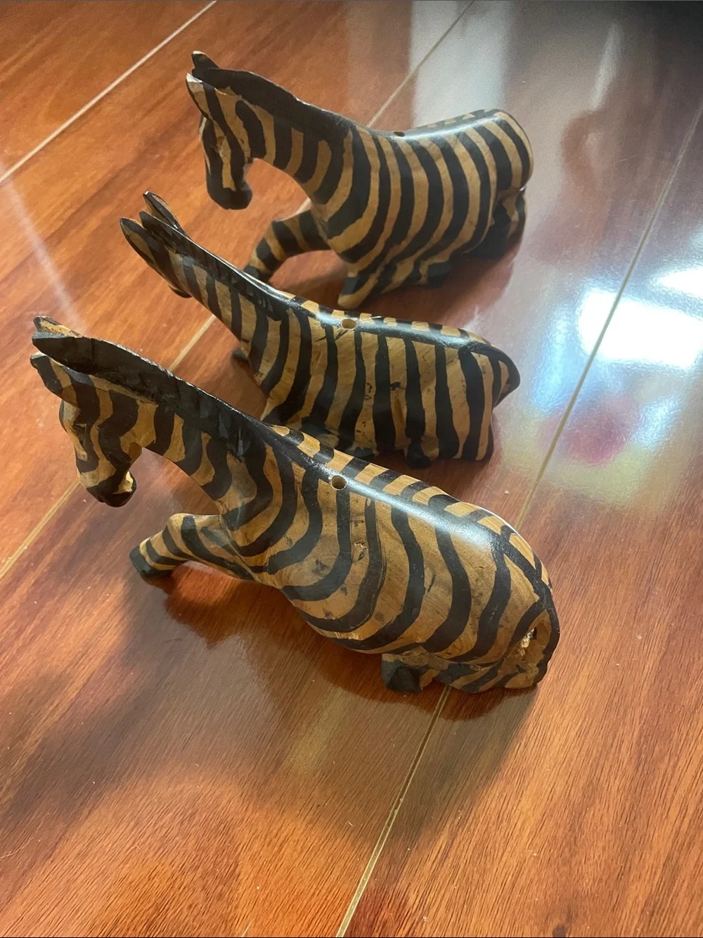 Handcrafted wooden Zebras